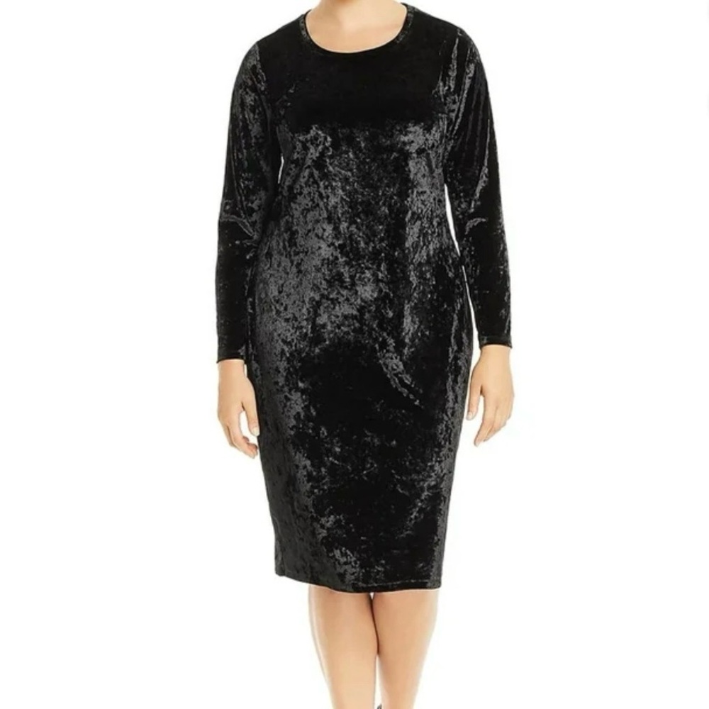 NWT- Michael Kors Velour Long Sleeved Black Cocktail Dress - Size 2X
